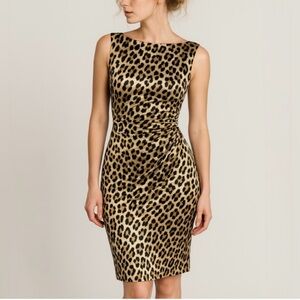 Cache Silk Animal Print Midi Dress